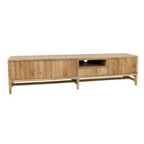 TV Schrank Akazienholz Naturholzfarbe 185 cm, Fernsehschrank Massivholz mit Schublade Naturholz-braun, Länge 185 cm
