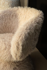 Stuhl beige Felloptik, Esszimmerstuhl beige