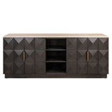 Sideboard braun Eiche furniert, Anrichte braun Travertins, Breite 225 cm