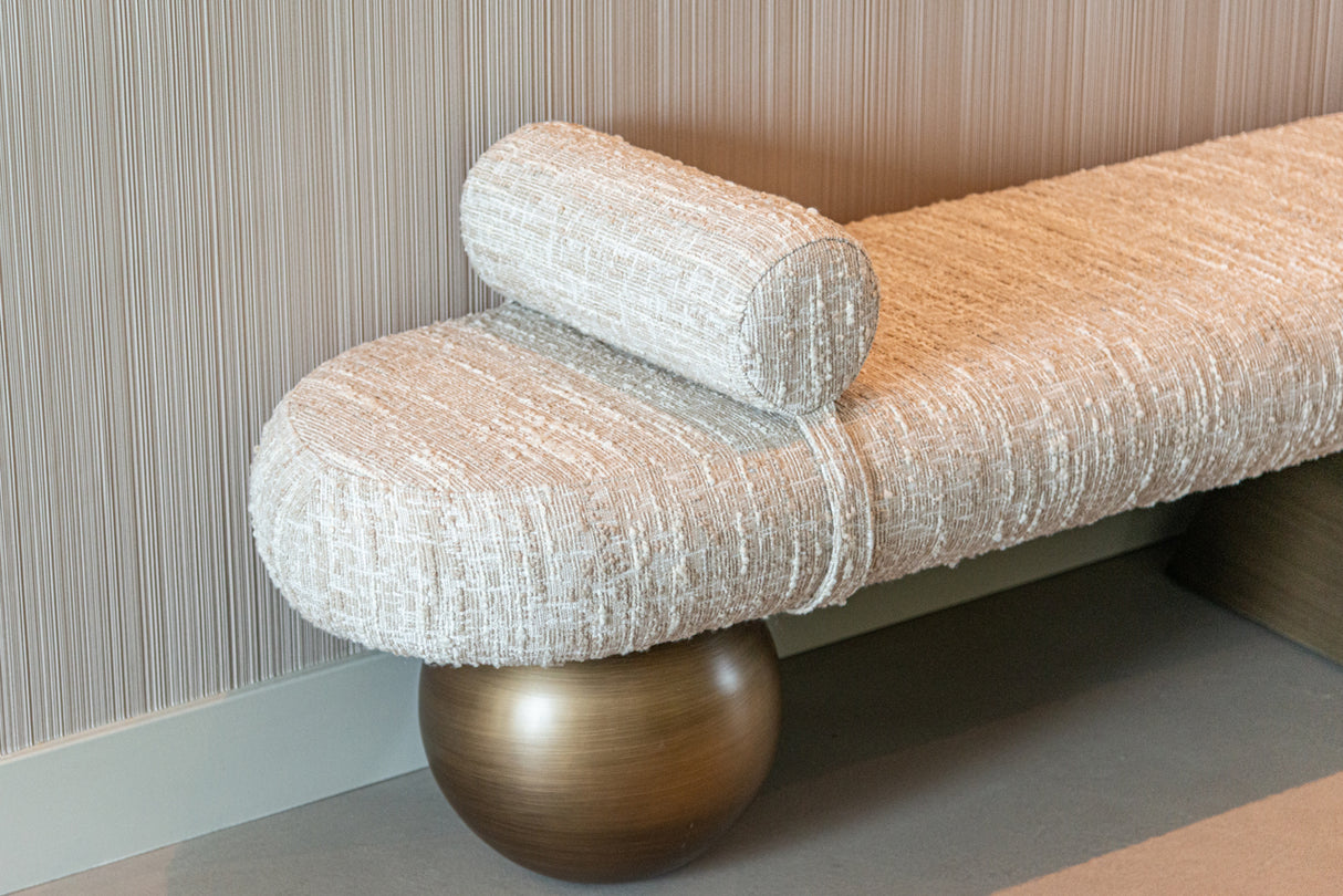 Sitzbank beige-Bronze, Schlafzimmerbank beige-Gold, Breite 148 cm