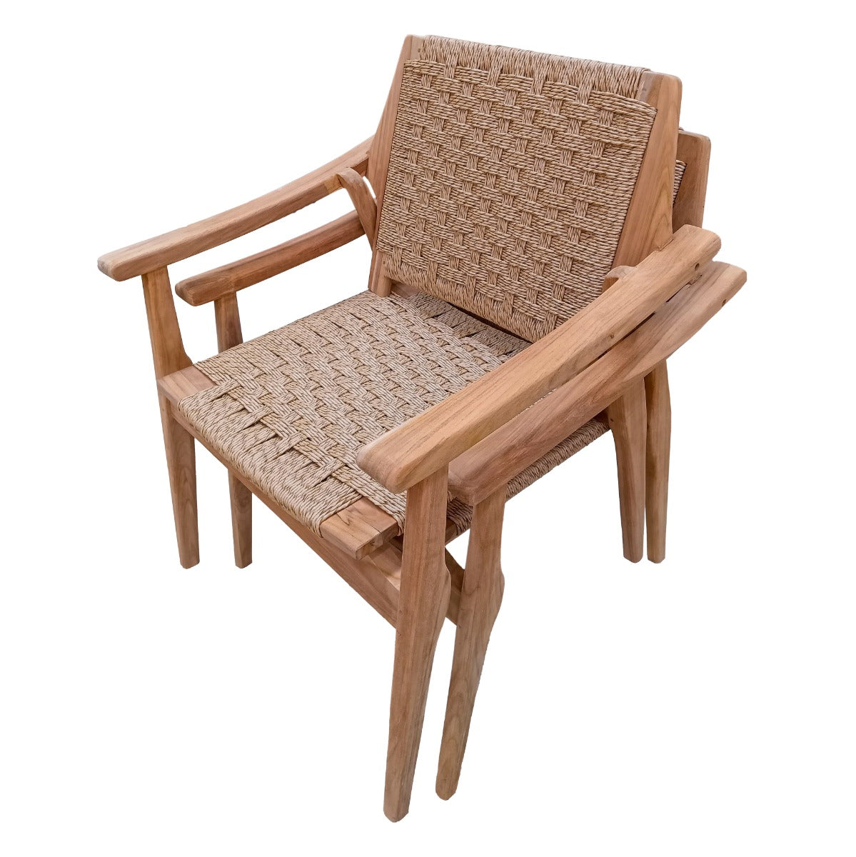 Gartenstuhl stapelbar, Gartenstuhl Teak-Holz Rattan Geflecht,&nbsp; Breite 70 cm