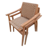 Gartenstuhl stapelbar, Gartenstuhl Teak-Holz Rattan Geflecht,&nbsp; Breite 70 cm