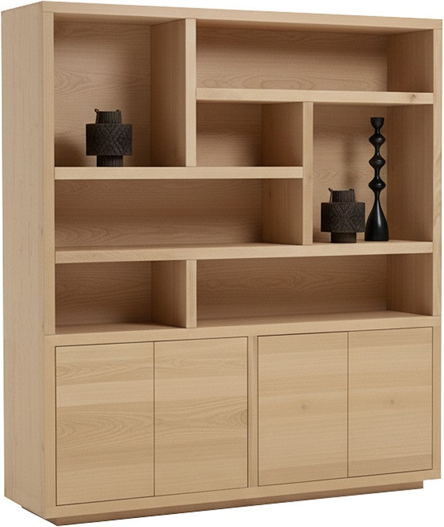 Bücherschrank Eiche furniert, Wohnzimmerschrank Eiche-Natur, Breite 200 cm
