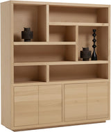 Bücherschrank Eiche furniert, Wohnzimmerschrank Eiche-Natur, Breite 200 cm