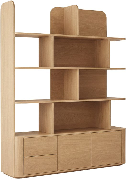 Bücherschrank Eiche-Natur furniert, Wohnzimmerschrank Eiche-Natur, Breite 140 cm