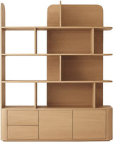Bücherschrank Eiche-Natur furniert, Wohnzimmerschrank Eiche-Natur, Breite 140 cm