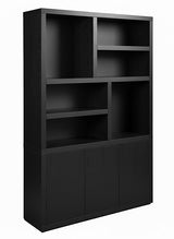 Bücherschrank schwarz Eiche furniert, Wohnzimmerschrank schwarz Eiche-Natur, Breite 160 cm
