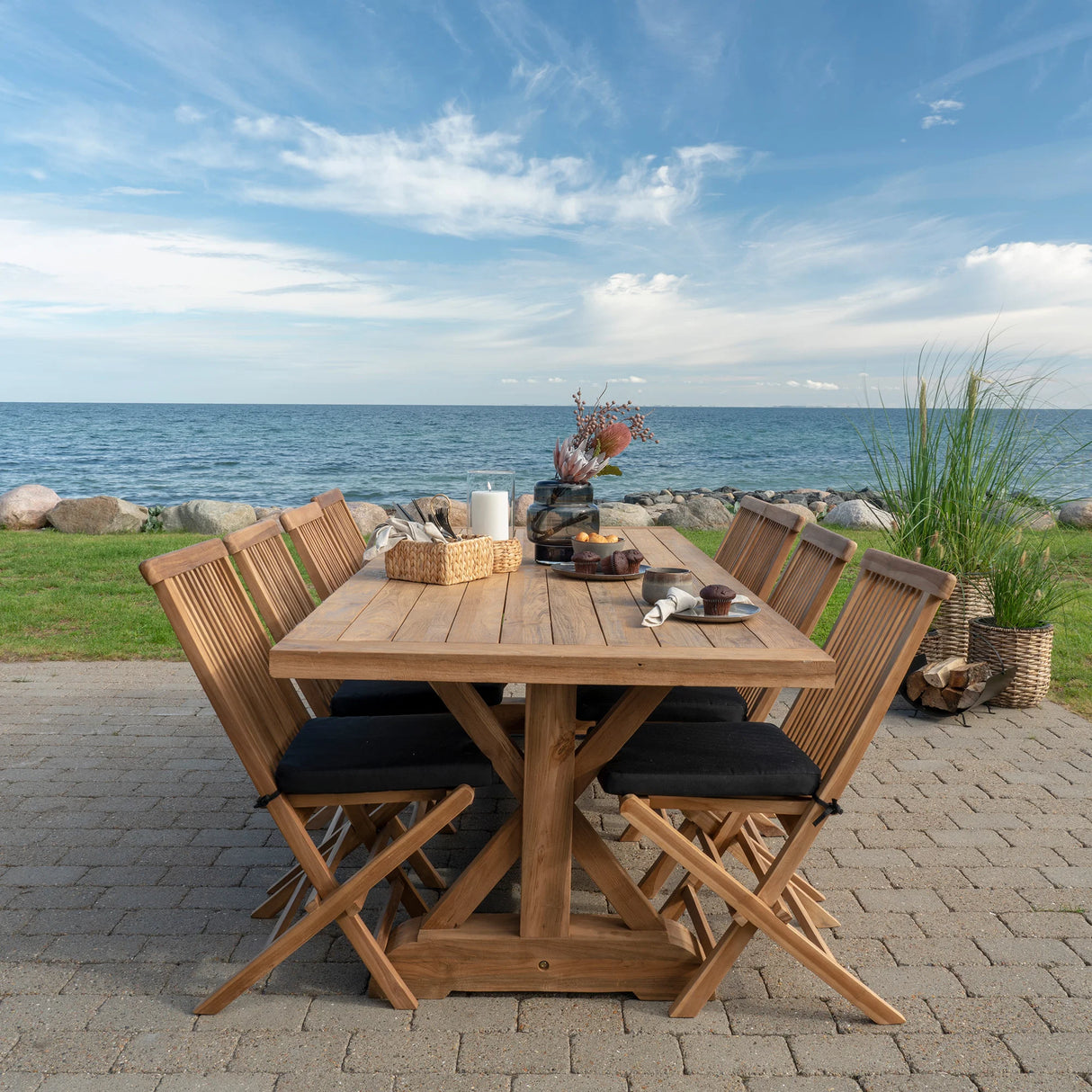 Gartentisch Teak-Holz, Gartenesstisch Naturholz-braun, Länge 240 cm