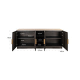 Sideboard braun Eiche furniert, Anrichte braun Travertins, Breite 225 cm