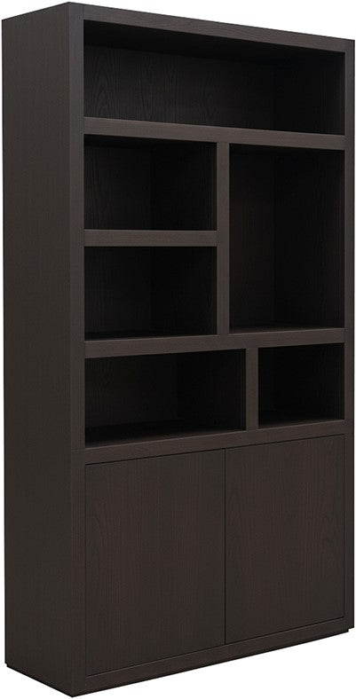 Bücherschrank braun Eiche furniert, Wohnzimmerschrank braun Eiche-Natur, Breite 120 cm