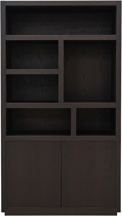 Bücherschrank braun Eiche furniert, Wohnzimmerschrank braun Eiche-Natur, Breite 120 cm