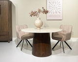 Esstisch rund Marmor-Tischplatte beige , runder Tisch beige-braun, Durchmesser 130 cm