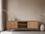 TV Schrank Holz massiv, Fernsehschrank braun Holz, Länge 150 cm