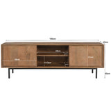 TV Schrank Holz massiv, Fernsehschrank braun Holz, Länge 150 cm