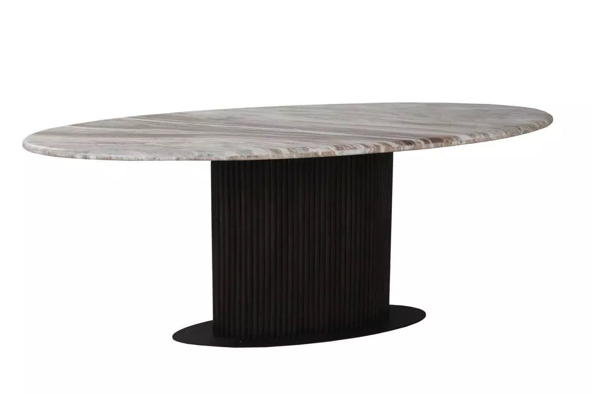 Esstisch Marmor-Tischplatte, Esstisch braun oval, Länge 200 cm