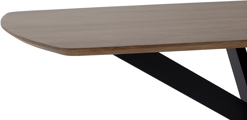Tisch oval Massivholz braun, Esstisch braun Metall-Gestell, Breite 230 cm