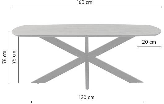 Tisch oval Massivholz braun, Esstisch braun Metall-Gestell schwarz, Breite 160 cm