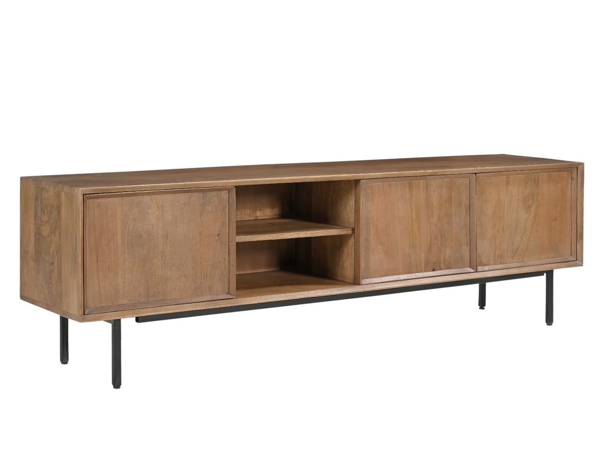 TV Schrank Holz massiv, Fernsehschrank braun Holz, Länge 180 cm