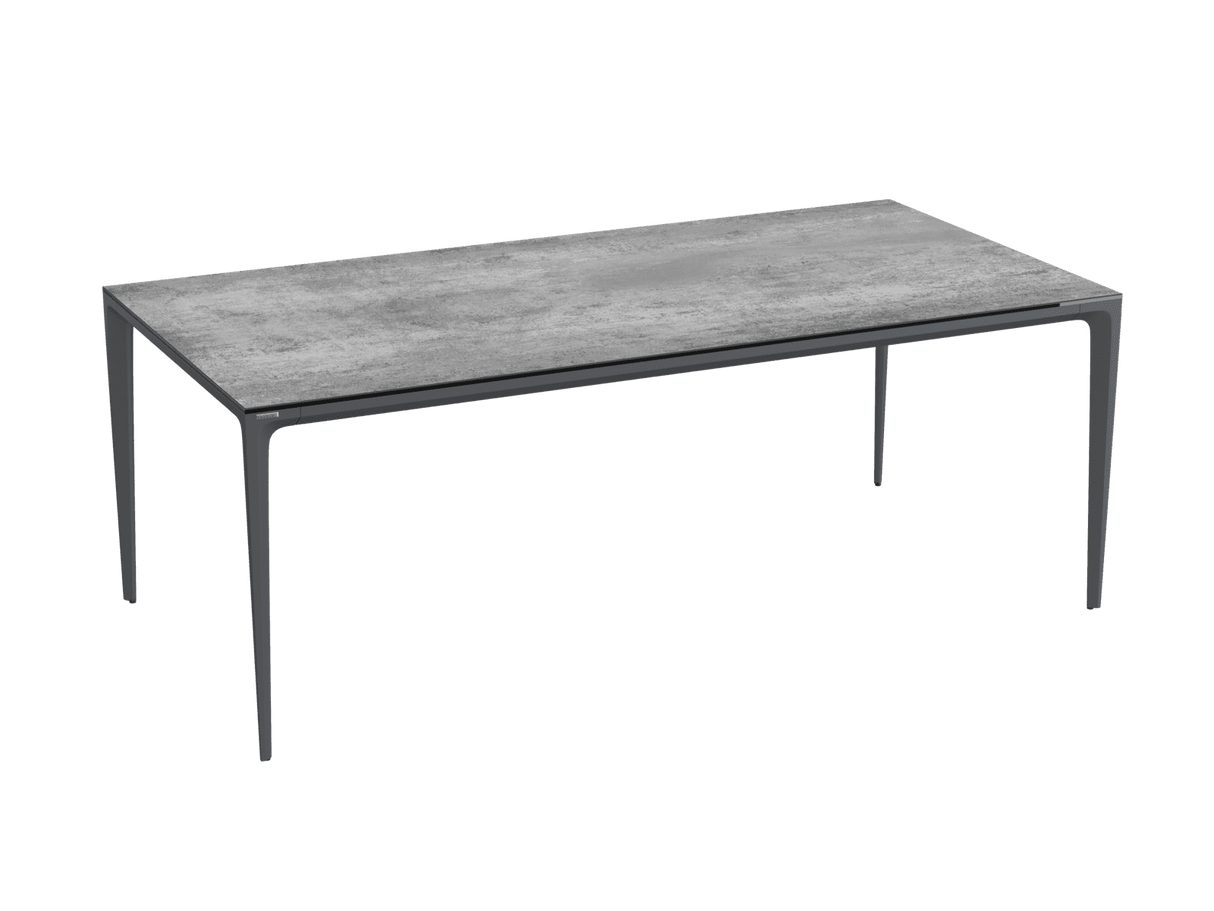 Outdoor Esstisch Farbe grau-anthrazit, Gartentisch anthrazit-grau Marmoroptik, Keramik Gartentisch grau, Maße 200 cm