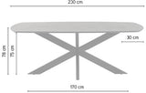 Tisch oval Massivholz braun, Esstisch braun Metall-Gestell, Breite 230 cm