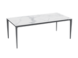Outdoor Esstisch weiß-grau-anthrazit, Gartentisch weiß Marmoroptik, Keramik Gartentisch grau-weiß Marmoroptik, Maße 200 cm