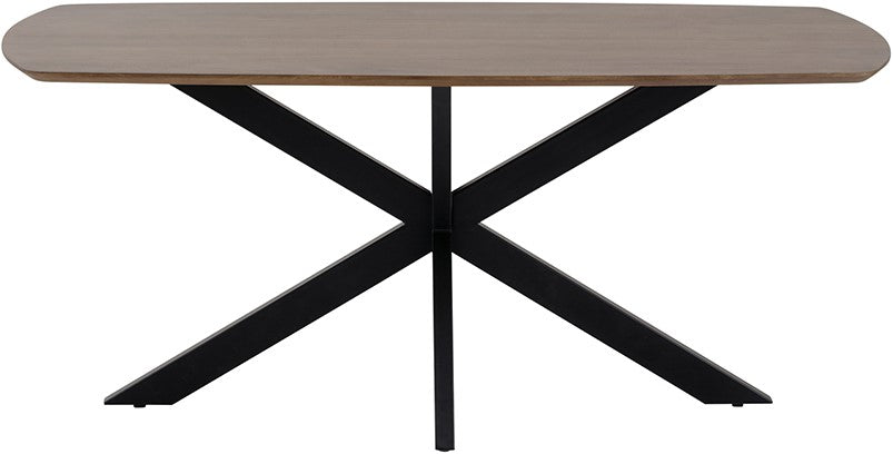 Tisch braun Massivholz, Esstisch Metall-Gestell, Breite 180 cm
