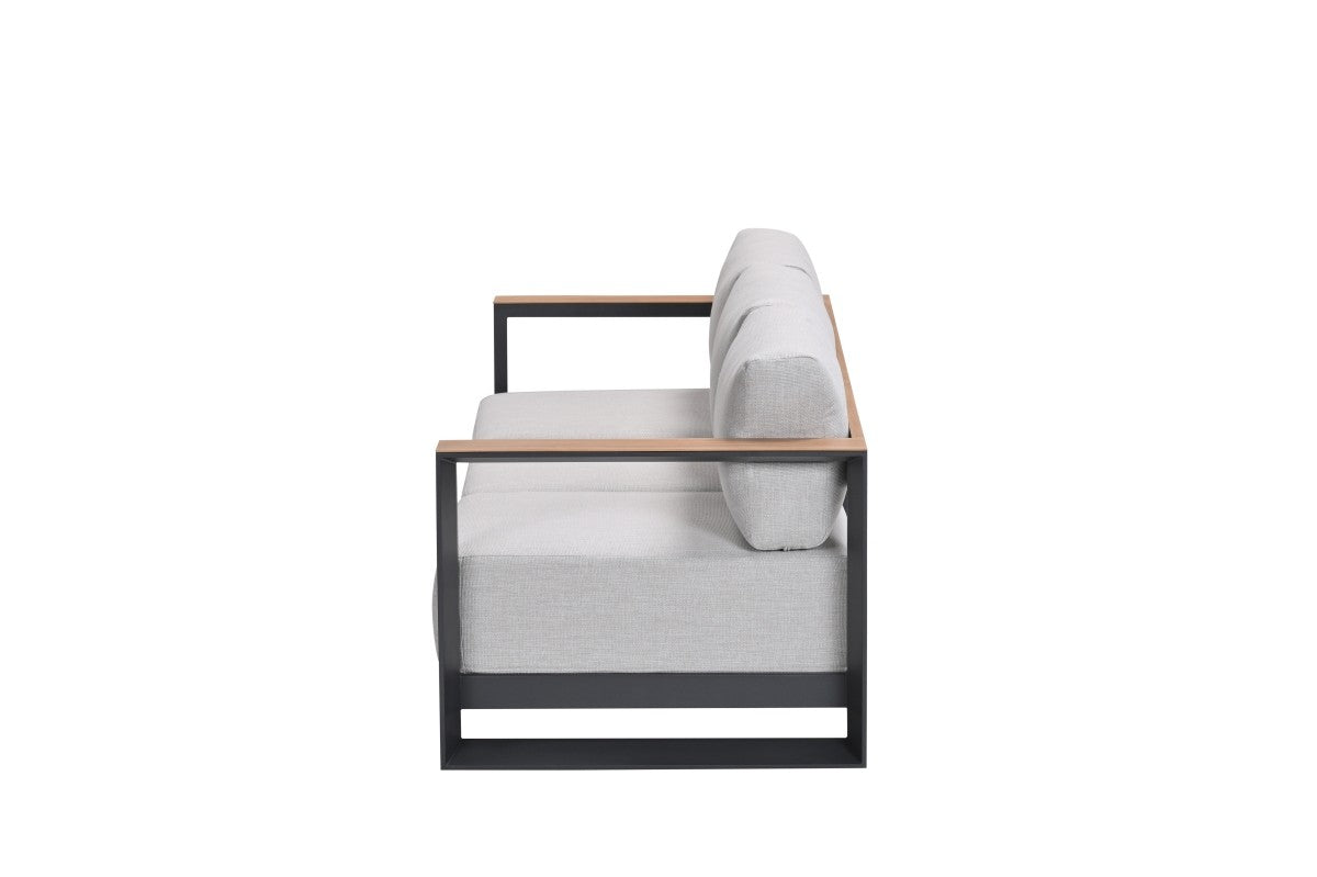 Gartensofa anthrazit-Holzoptik Metall, Gartenbank anthrazit Aluminium-Gestell, Breite 226 cm