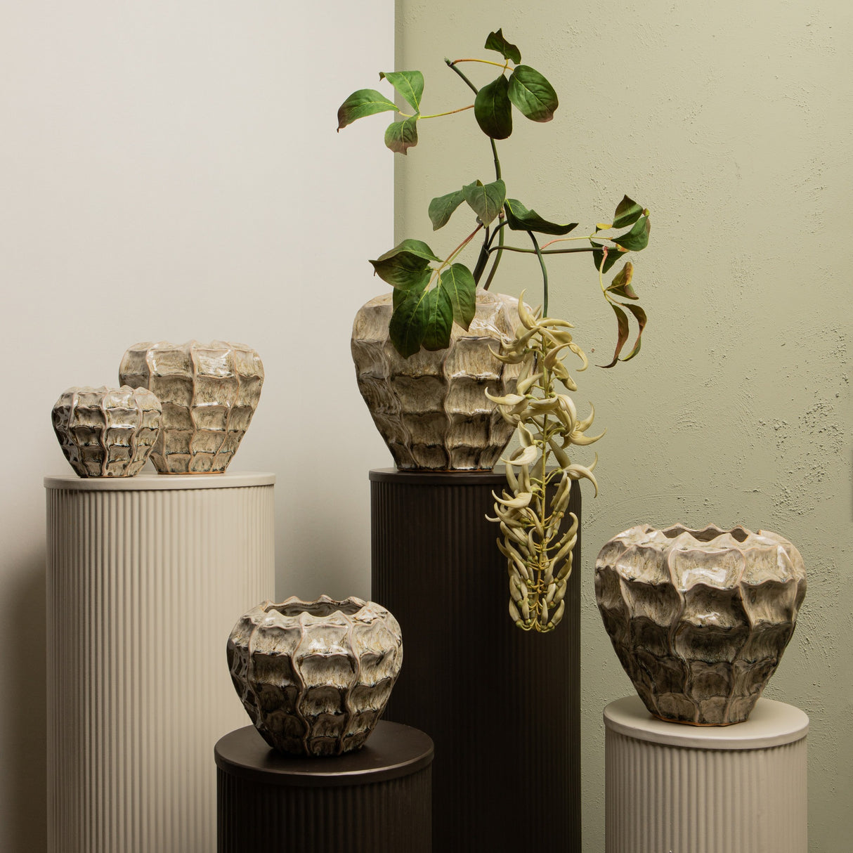 Dekosäule weiß Metall, Metall Säule weiß 2er Set, Höhe 60-100 cm