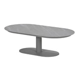 Loungetisch grau Keramik, Garten Couchtisch oval Keramik, Länge 130 cm
