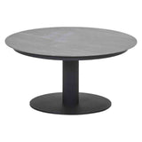 Loungetisch schwarz-grau Keramik, Garten Couchtisch rund, Durchmesser 80 cm