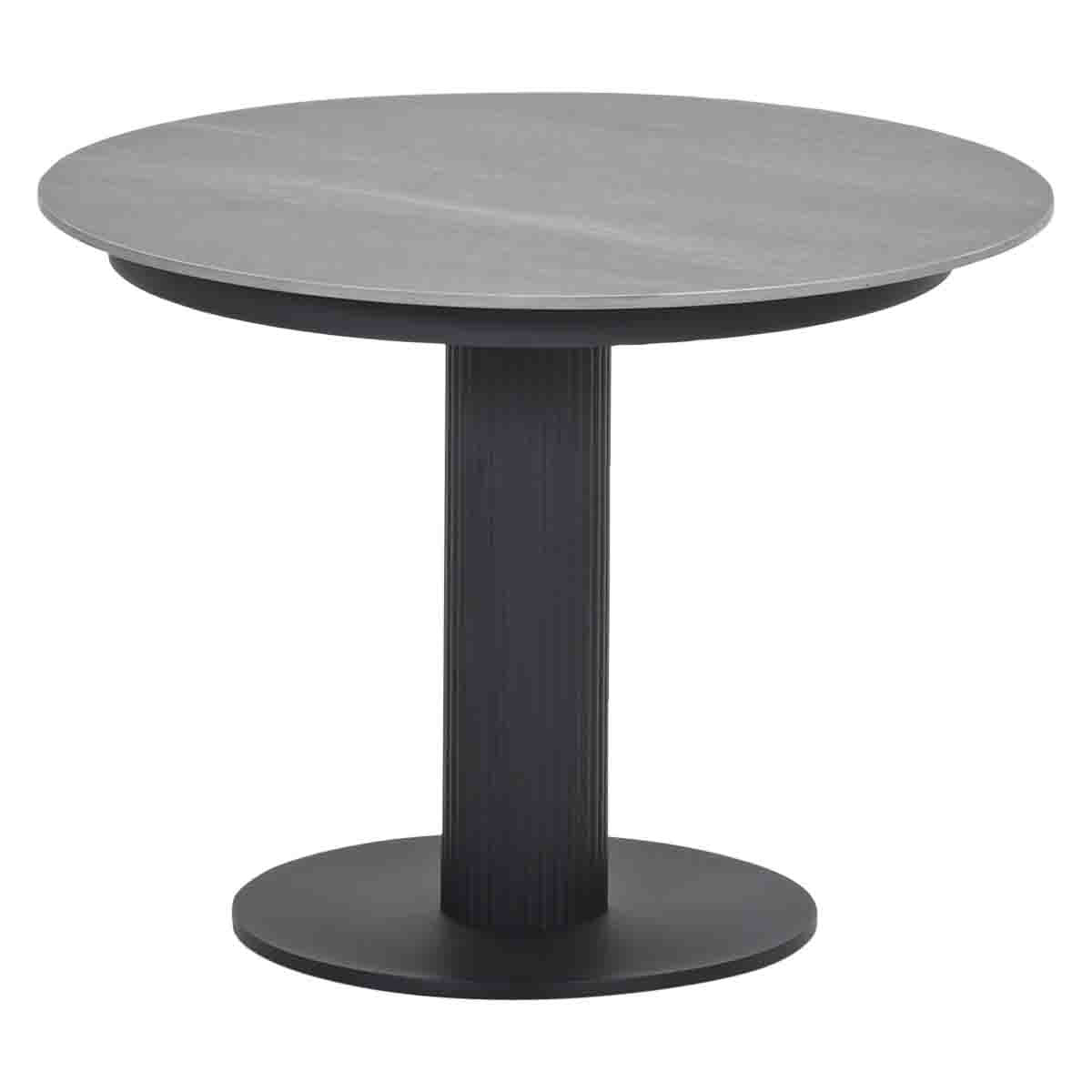 Beistelltisch schwarz-grau Keramik, Garten Beistelltisch rund, Durchmesser 60 cm
