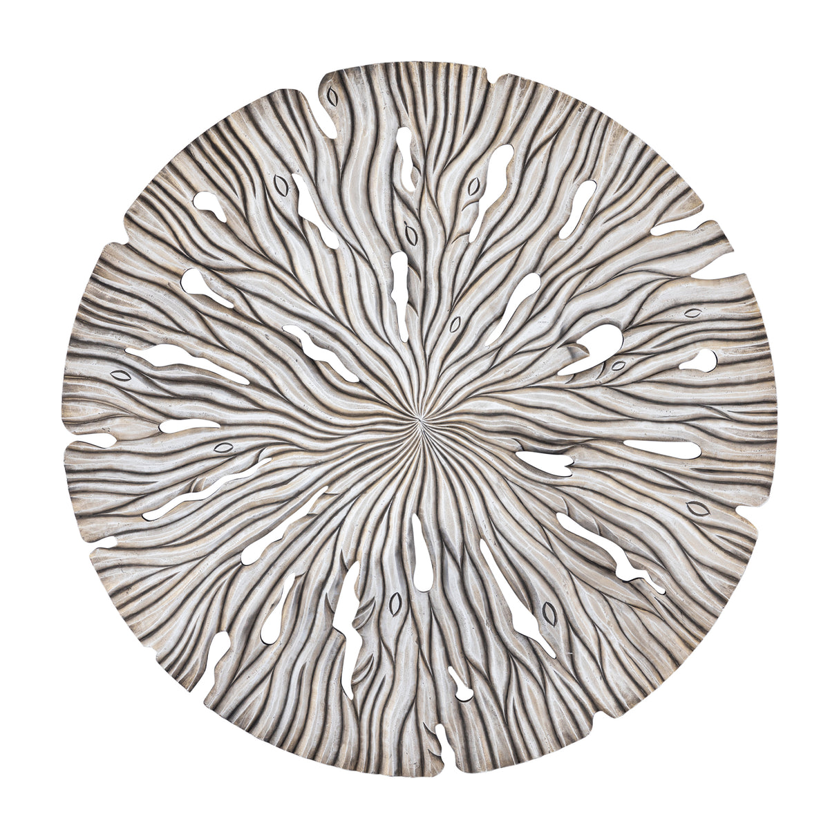 Wandpanel rund Holz, Wandbild rund Farbe creme, Durchmesser 120 cm