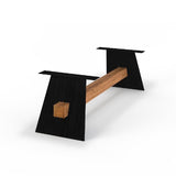 Tischgestell Eiche-Metall schwarz, Industriedesign Tischbeine schwarz, Holz-Metallgestell für Esstisch, Länge 220 cm