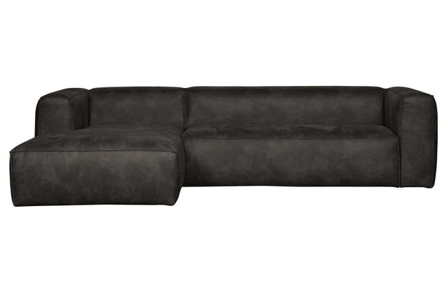 Ecksofa schwarz, Sofa schwarz Ottomane links, Eckcouch schwarz