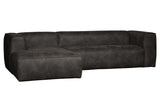 Ecksofa schwarz, Sofa schwarz Ottomane links, Eckcouch schwarz