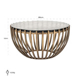 Couchtisch rund Bronze-Gold, runder Couchtisch Glas-Metall, Durchmesser 84 cm