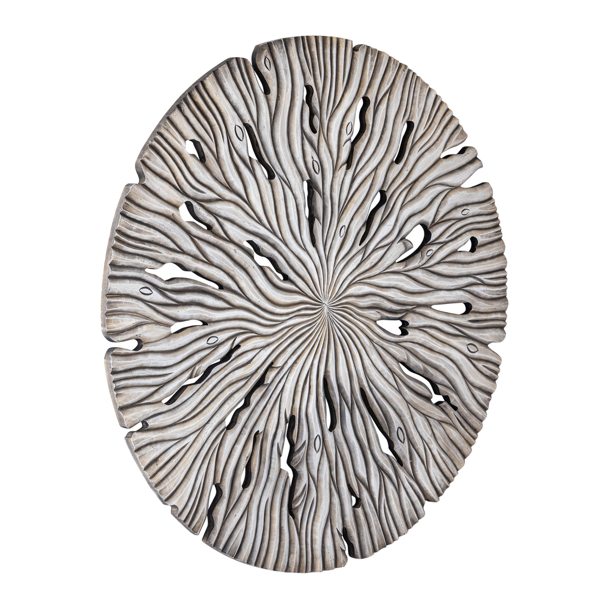 Wandpanel rund Holz, Wandbild rund Farbe creme, Durchmesser 120 cm