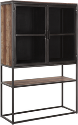 Vitrine braun-schwarz, Bücherschrank schwarz, Aktenschrank schwarz, Regal Industriedesign, Breite 90 cm