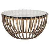 Couchtisch rund Bronze-Gold, runder Couchtisch Glas-Metall, Durchmesser 84 cm