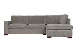 Cord Ecksofa grau, Cord Sofa grau Ottomane rechts, Cord Eckcouch grau