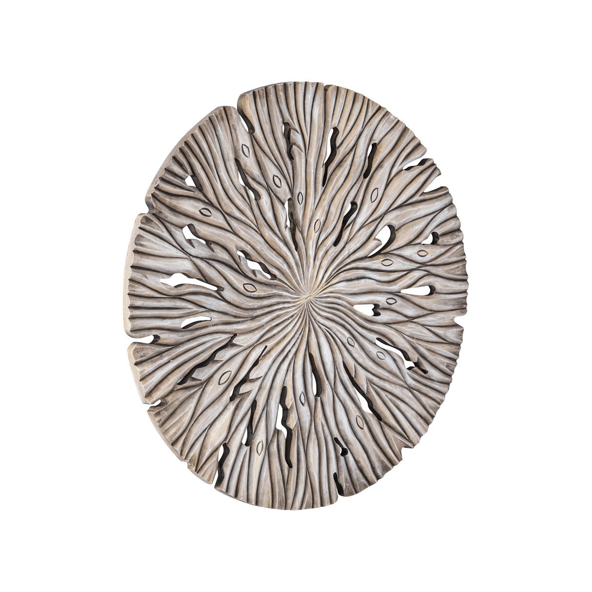 Wandpanel rund Holz, Wandbild rund Farbe creme, Durchmesser 90 cm