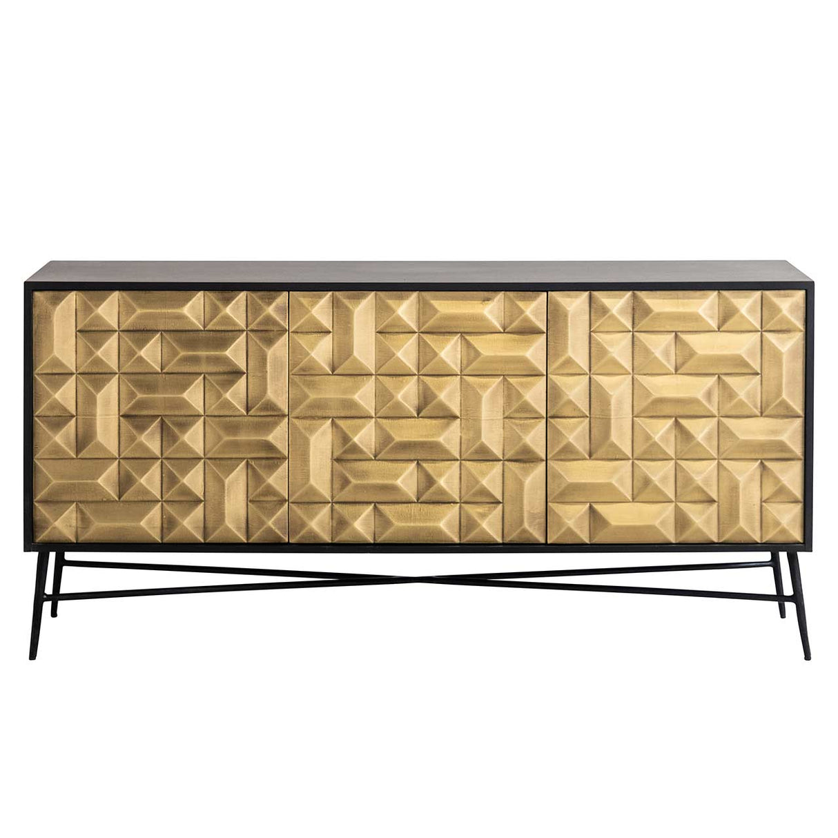 Sideboard Gold Holz, Anrichte Gold-schwarz, Breite 160 cm