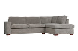 Cord Ecksofa grau, Cord Sofa grau Ottomane rechts, Cord Eckcouch grau