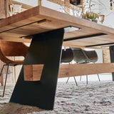 Tischgestell Metall schwarz, Industriedesign Tischbeine schwarz, Holz-Metallgestell für Esstisch, Länge 220 cm