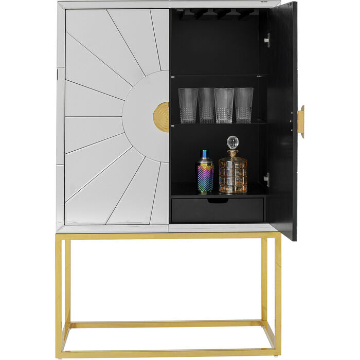 Barschrank Spiegelschrank, Barschrank Gold, Breite 91 cm