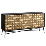 Sideboard Gold Holz, Anrichte Gold-schwarz, Breite 160 cm