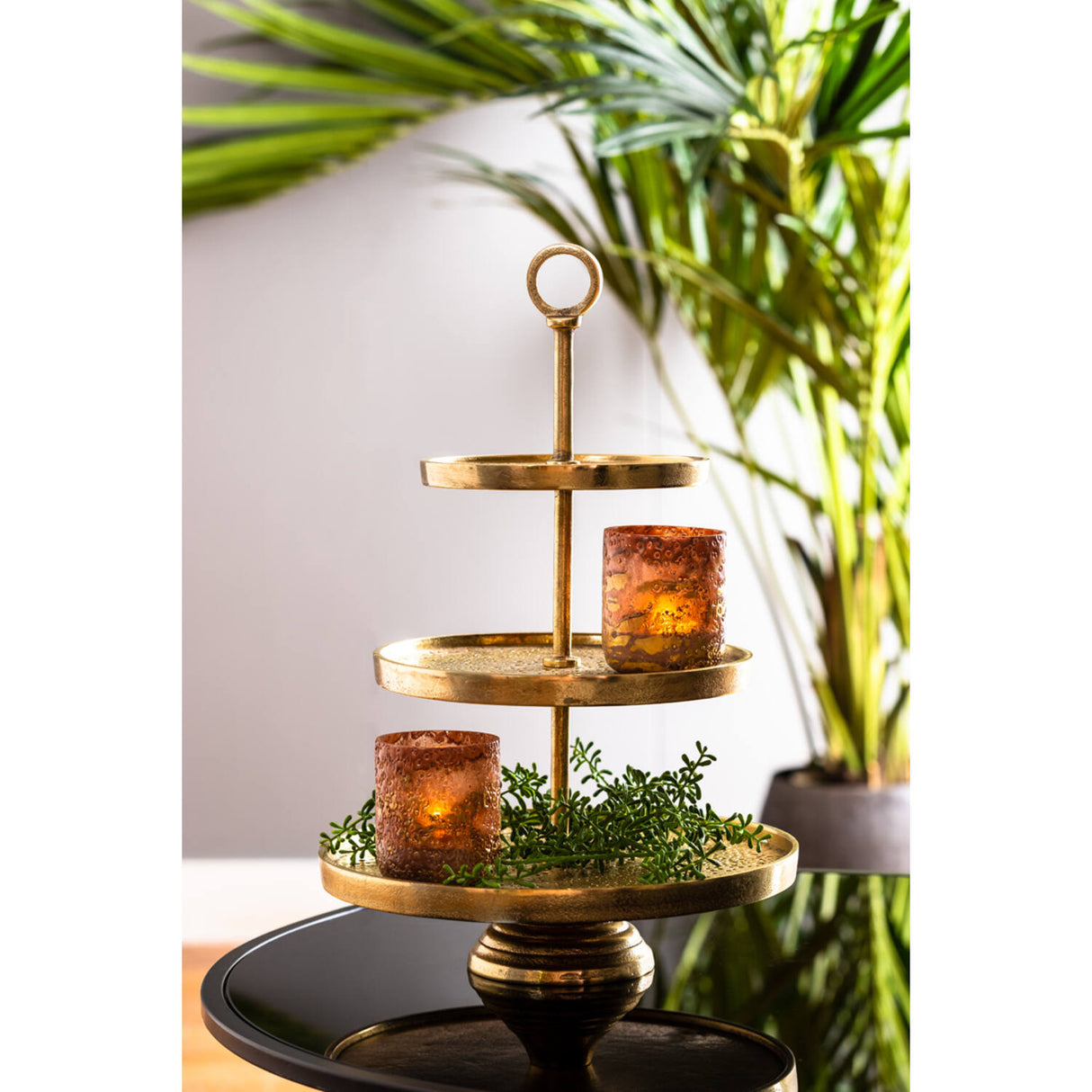Etagere Gold, Metall Etagere Gold, Höhe 48 cm