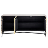 Sideboard Gold Holz, Anrichte Gold-schwarz, Breite 160 cm