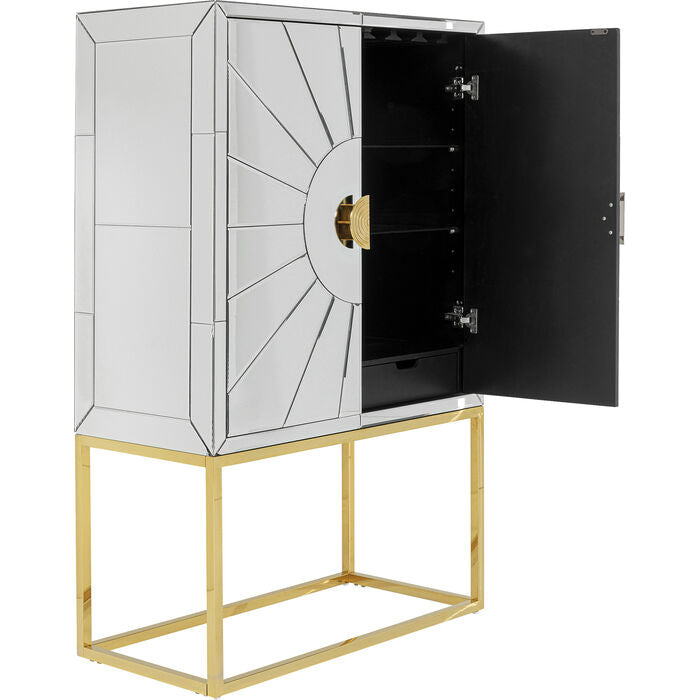 Barschrank Spiegelschrank, Barschrank Gold, Breite 91 cm