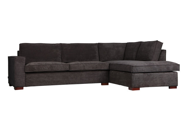 Cord Ecksofa grau, Cord Sofa grau Ottomane rechts, Cord Eckcouch grau